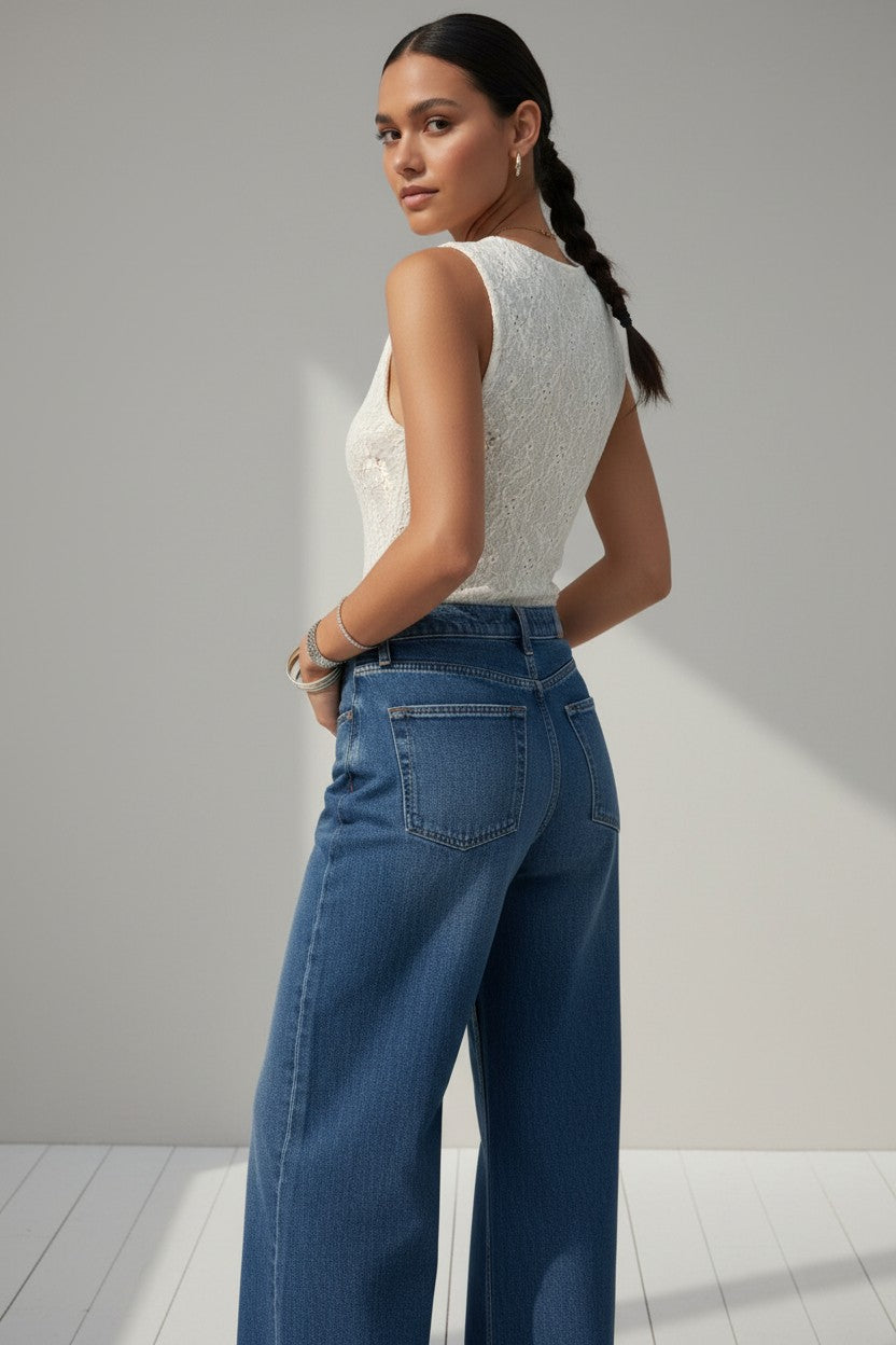 Vaqueros Lara Wide-Leg — Versatilidad Elegante