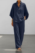 Conjunto Maribel - De lino con mangas murciélago y pantalón ancho